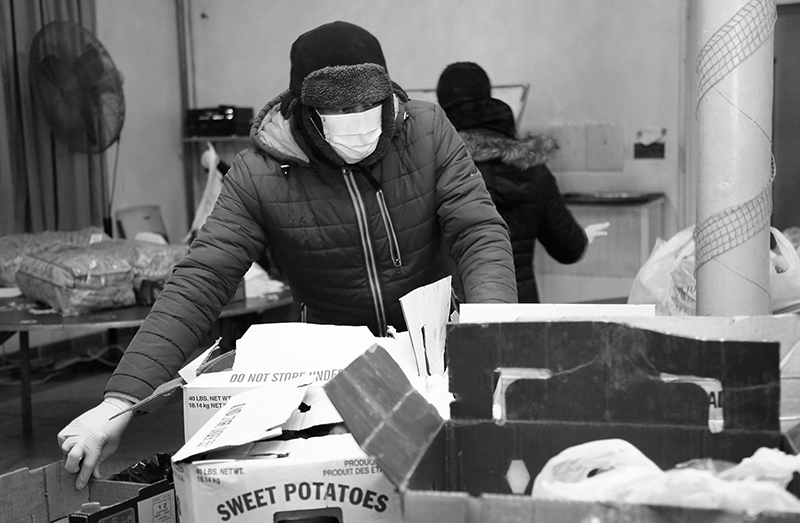 2020 : Food Lines : Seventh Day Adventists Help the Needy : Streetlife : New York City : Times Square : Richard Moore : Photographer : Photojournalist